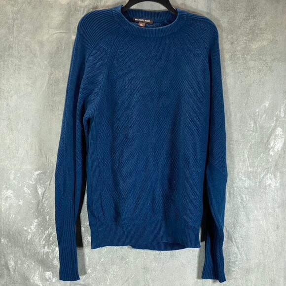 MICHAEL KORS Men's Blue Knit Crewneck Pullover Sweater SZ L - Picture 1 of 8